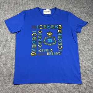 Iceberg Shirt Men's XXL Blue Graphic Box Logo Streetwear Designer Rare